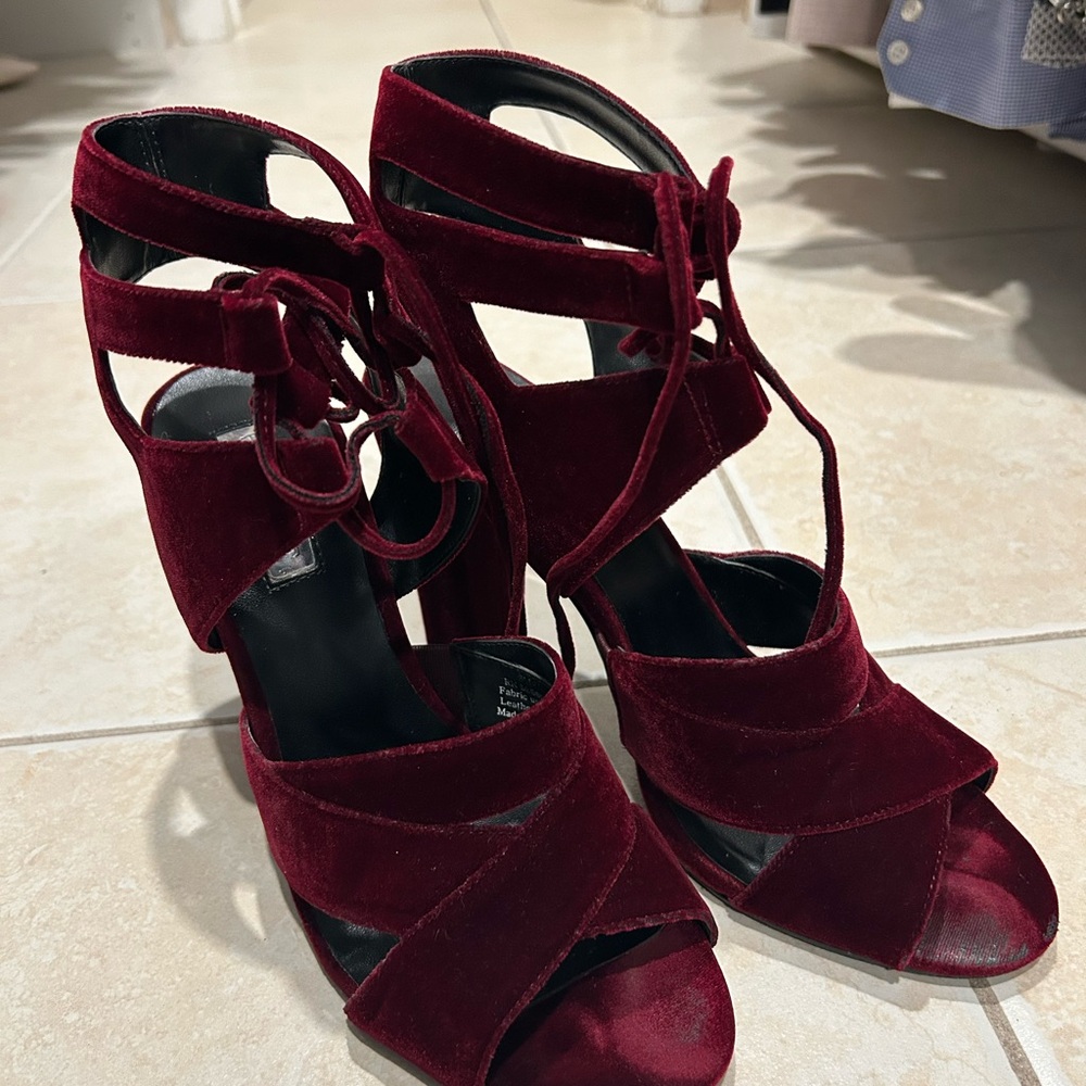 Elegant Burgundy Velvet Women's Heels